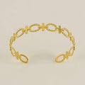Women's Exquisite Open Cuff Stainless Steel Bracelet 18K Gold Plated Hollow Minimalist Bangles Fashionable Jewelry