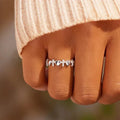 Huitan S925 Customable Heart Shaped Cross Design Cubic Zirconia Finger Ring for Bride Engagement Rings Sterling Silver for Women