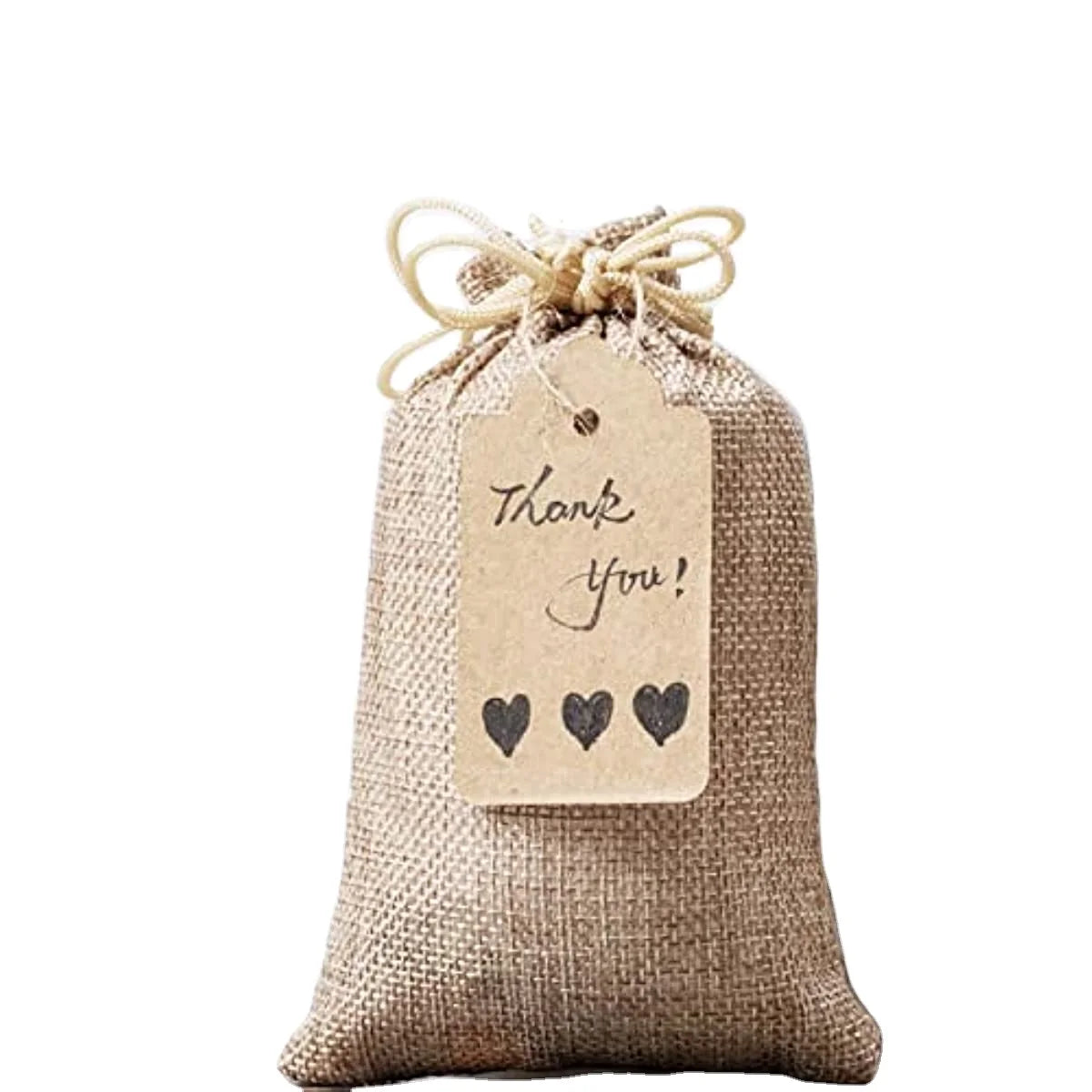 30Pcs/set 10x14cm Natural Burlap Bags with Drawstring Customizable DIY Tags & Custom Logo Christmas Gifts Jewelry Pouches