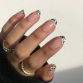 Temooi Wholesale 24Pcs ABS False Nails Almond Two-color Printing Press on Nails With Nail Glue