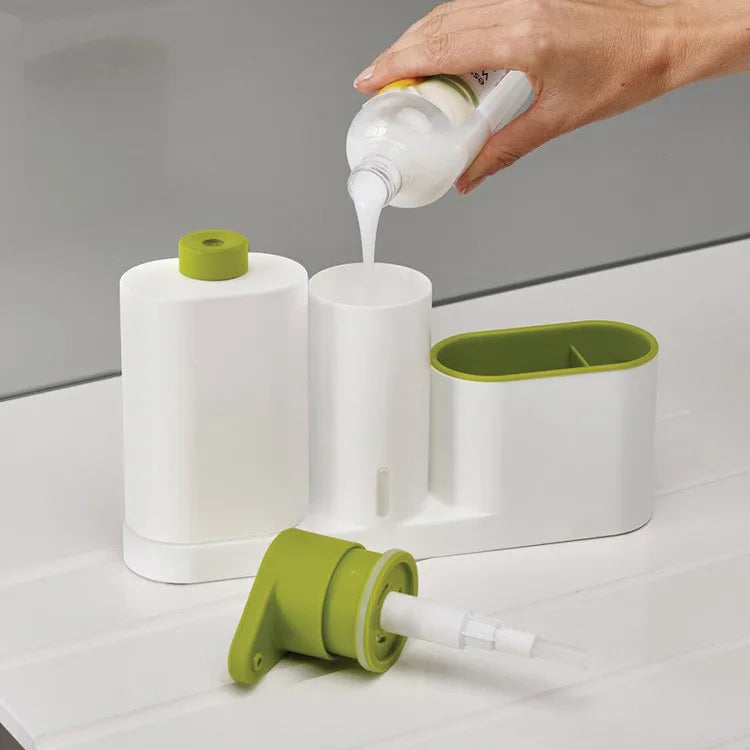 Bathroom Hand Soap Dispenser Plastic Modern Design Dish Cleaning Liquid Soap Bottle Sponge Holder Caddy