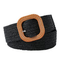 Factory Price Women's 40mm Wide PP Straw Knitted Square Plastic Pin Buckle Waist Dress Belt 95 CM Long