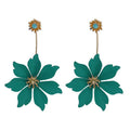 Hot Selling Fashion Large Petal Enamel Earring Colorful Temperament Long Flower Earrings for Women