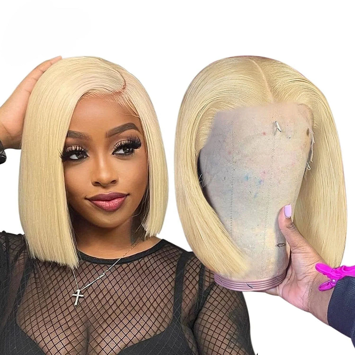 613 Human Hair 13*4 Lace Bob Wig 13x4 Lace Frontal Blonde Front Wigs Cheap Price 13x4 Short Bob 10 Inch Blonde Brazilian Hair