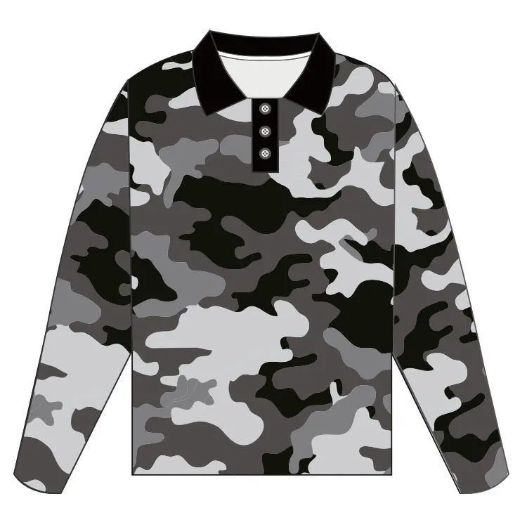 Wholesale Fishing Clothing Shirt Sublimation Upf50+ Quick Dry Lightweight Recycled Long Sleeve Camo Fishing POLO Shirt