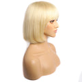 Wholesale 613  Machine Made Human Hair Wig with Bangs No Lace Wig 12 Inches