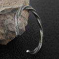 Trendy Vintage Men's Fashion Jewelry Twisted C-Shaped Open Bangle Norse Viking Stainless Steel Mobius Cuff Bracelet Bangles
