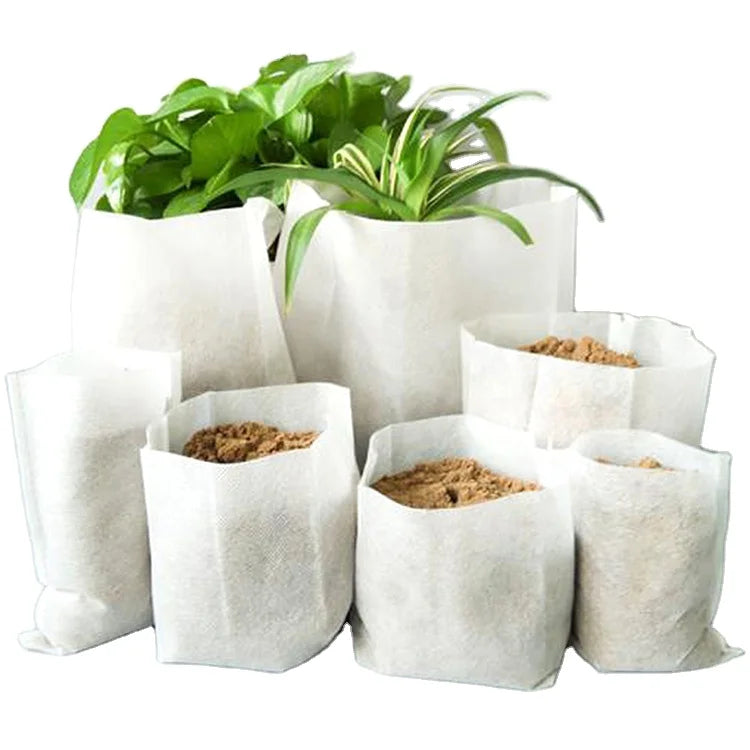 9 X 11 cm 100pcs White Color Nursery Plant Growing Bags Growing Protective Bags Non Woven Fabric Nursery Pot