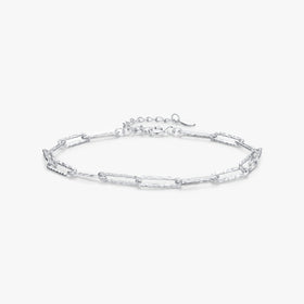 Fashion Jewelry Women Accessories 925 Sterling Silver Irregular Wavy Lock Trendy Hammer Texture Chain Bracelets Gift