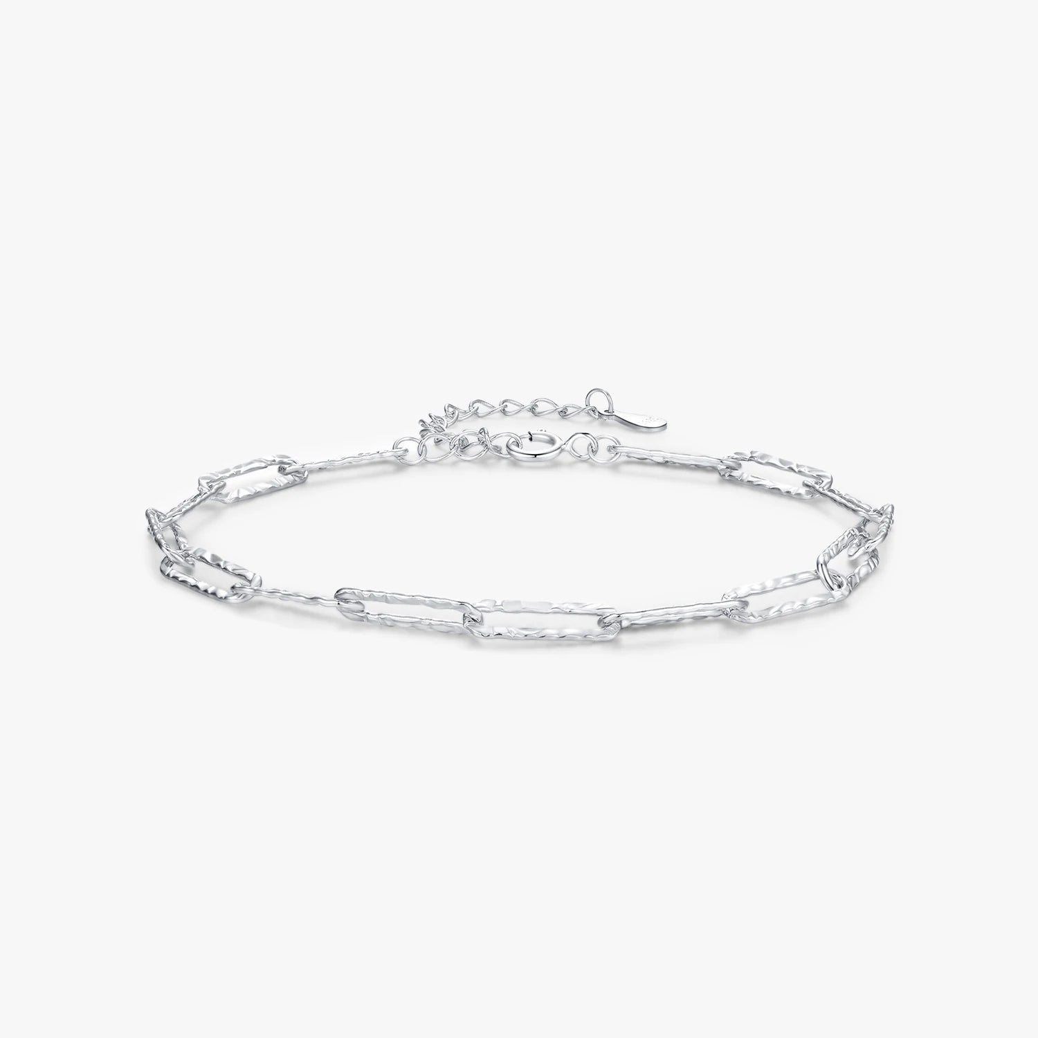 Fashion Jewelry Women Accessories 925 Sterling Silver Irregular Wavy Lock Trendy Hammer Texture Chain Bracelets Gift