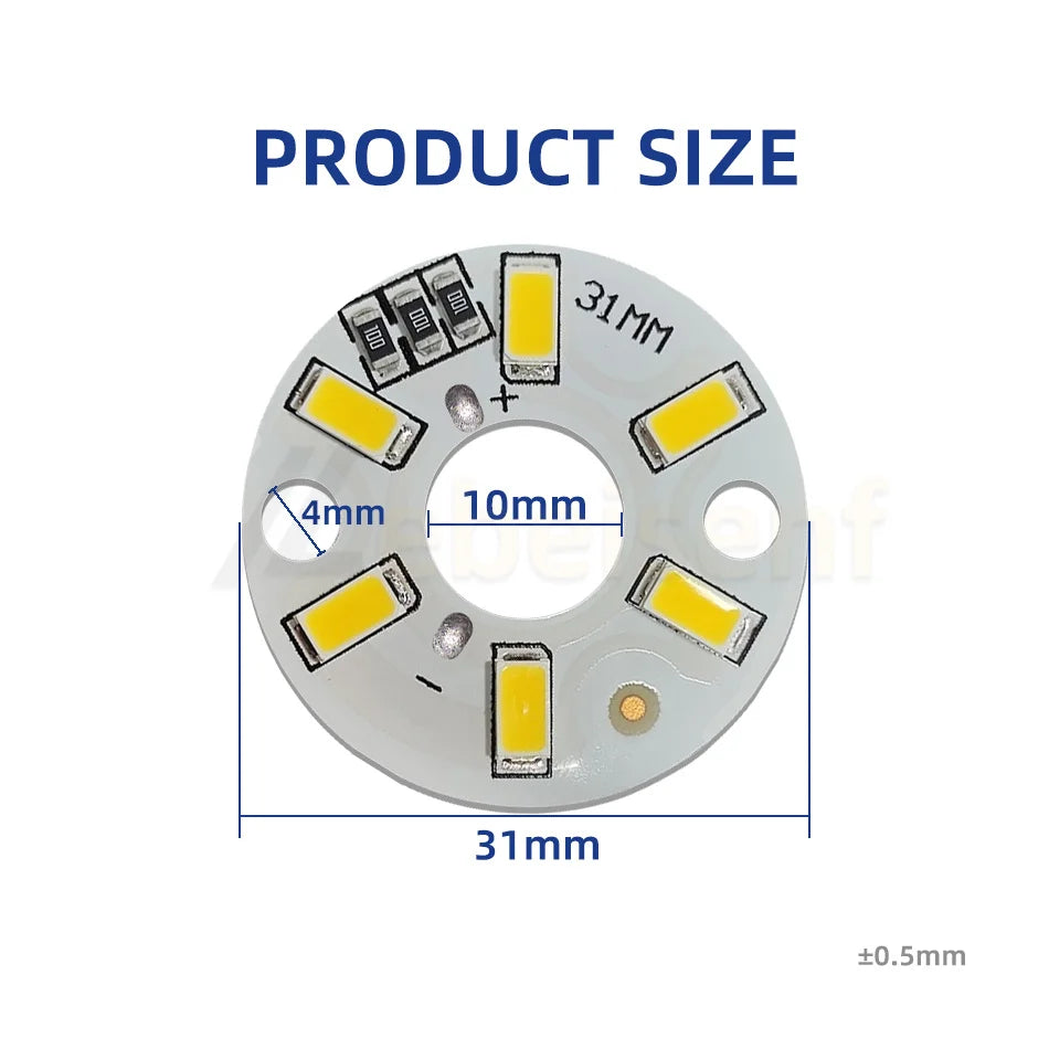 DC 5V 3W SMD5730 LED Ring Light PCB Board 31mm Aluminum Round PCB 10mm ID High Power LED Chip Diode for DIY Lighting Repair