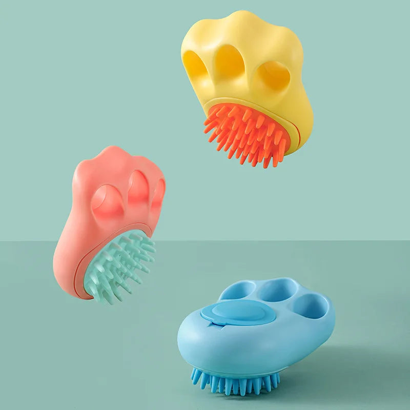 Essential Multi-Function Soft Silicone Pet Bath Brush for Cat Cleaning and Dog Grooming Plastic Material Box Packing Included