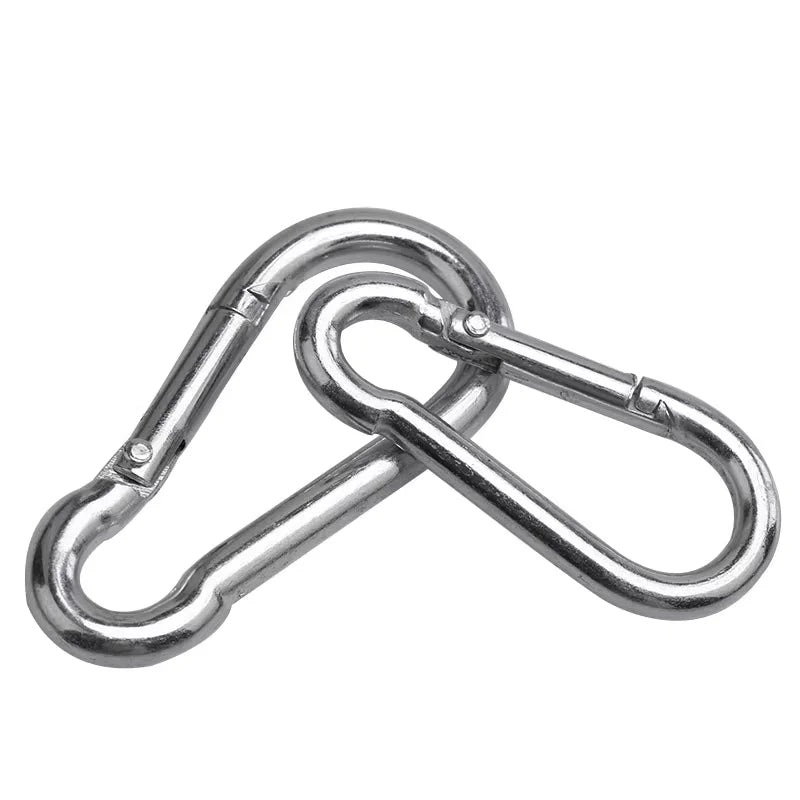 Stainless Steel Oval Snap Hook 15mm Locking Carabiner Clip Spring Snap Hook Spring Loaded Steel Karabiner