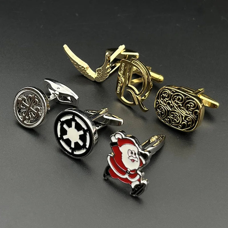 Luxury Wholesale Custom logo Suit Shirt Black Silver Cufflinks Custom Button Men Cuff Link for Men