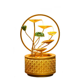 2024 New Lotus Leaf Flowing Waterfall Tabletop Fountain Indoor Zen Relaxation Metal Water Fountain for Home Office Decor