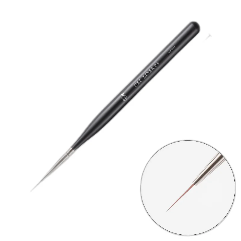 BW8-06 Liner Brush Set Different Sizes Black Wood Handle with Nylon PBT Fibers for Nail Art Oblique French Mini Oval Long Plaid