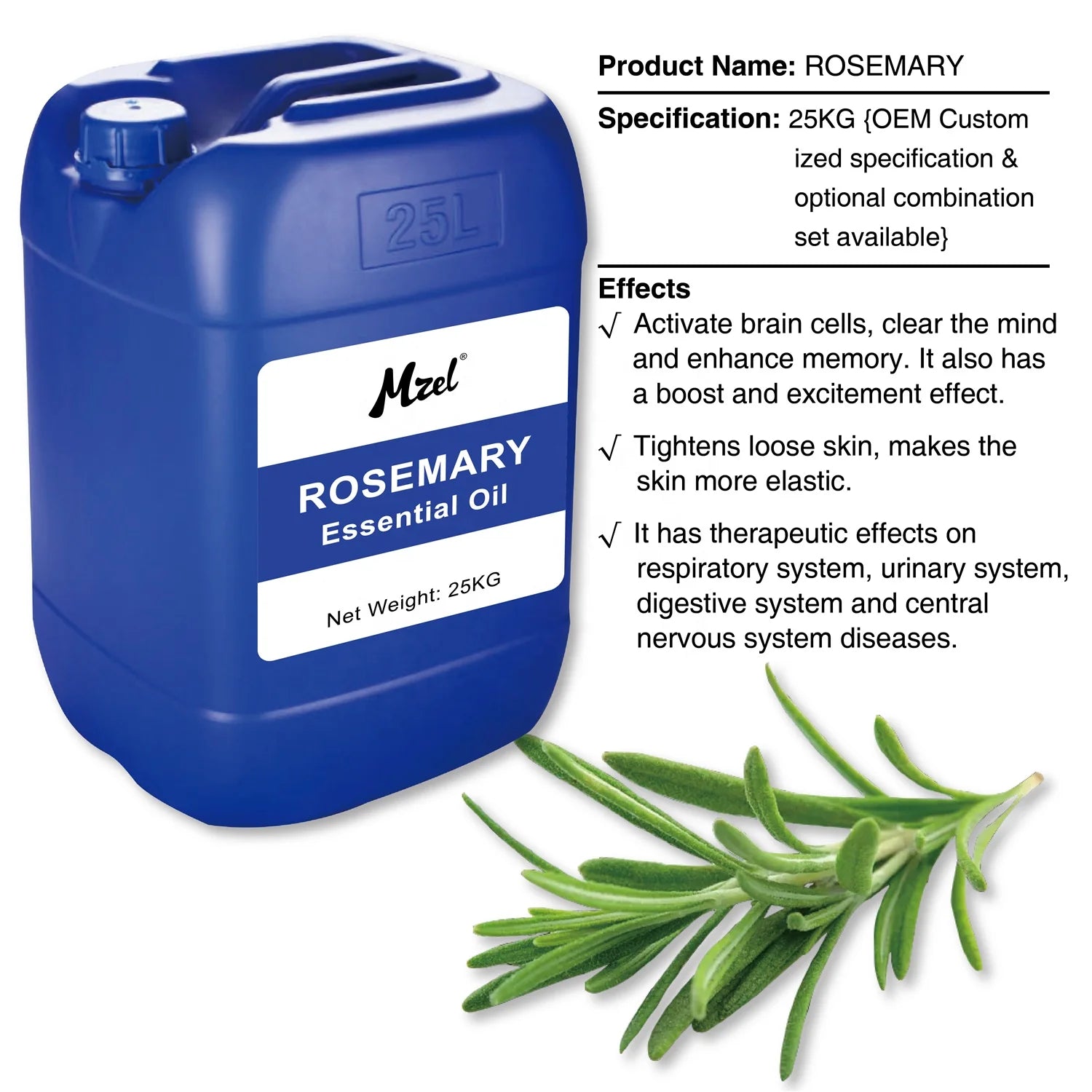 Mzel Wholesale Price OEM Natural Rosemary Essential Oil Bulk Suppliers