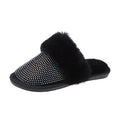 Big Size Slippers Female Ladies Designer Shoes Women Luxury 2021 Rhinestone Fur Crystal Slides Mules Slippers Flats Lady Shoes
