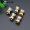 Gold Plating CZ Claw Setting Cylinder Metal Spacer Beads Pendant for Diy Jewelry Accessories