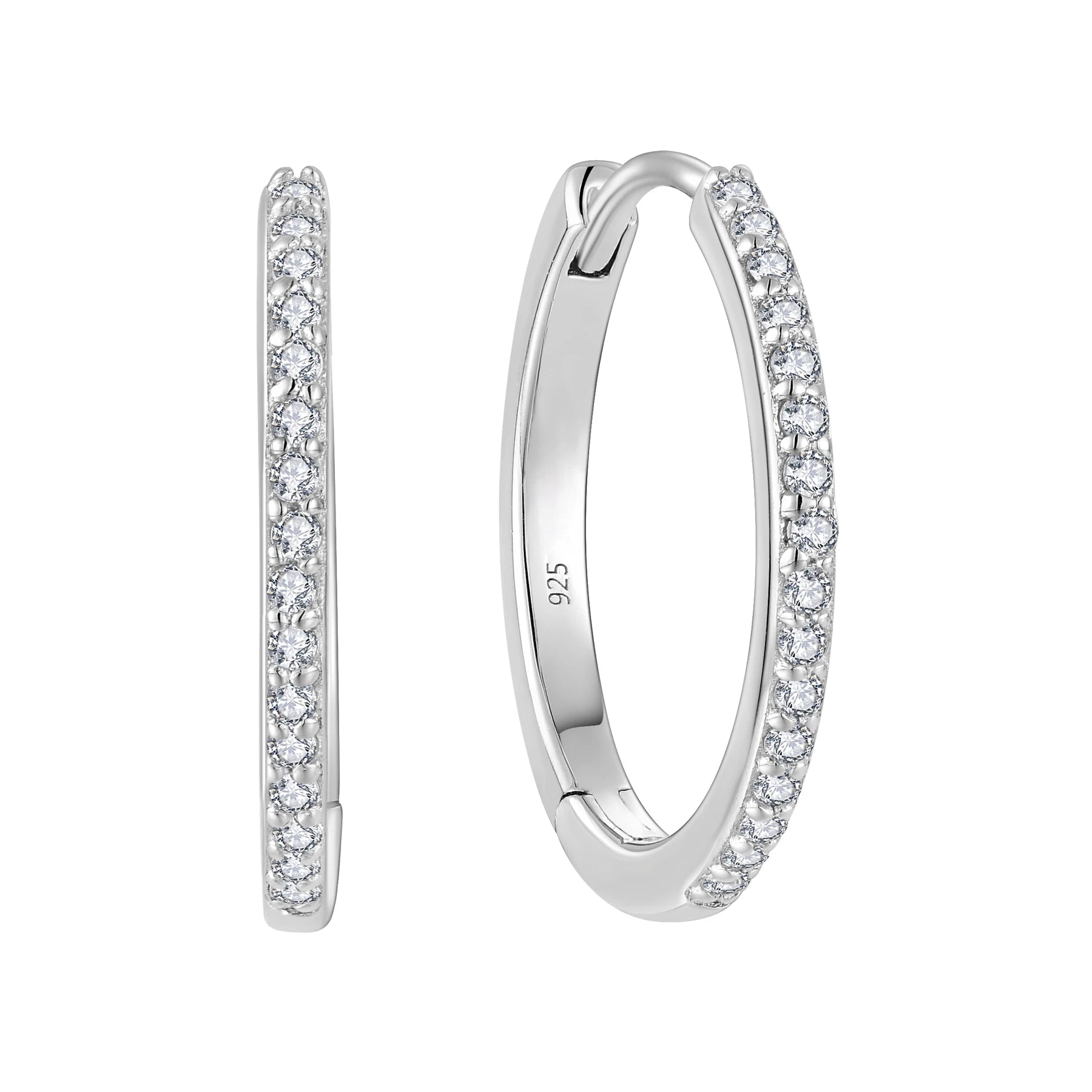 Simple 925 Sterling Silver Hoop Earrings for Women Minimalist Loop Circle Cubic Zirconia Huggie Jewelry Gold & Silver Plated