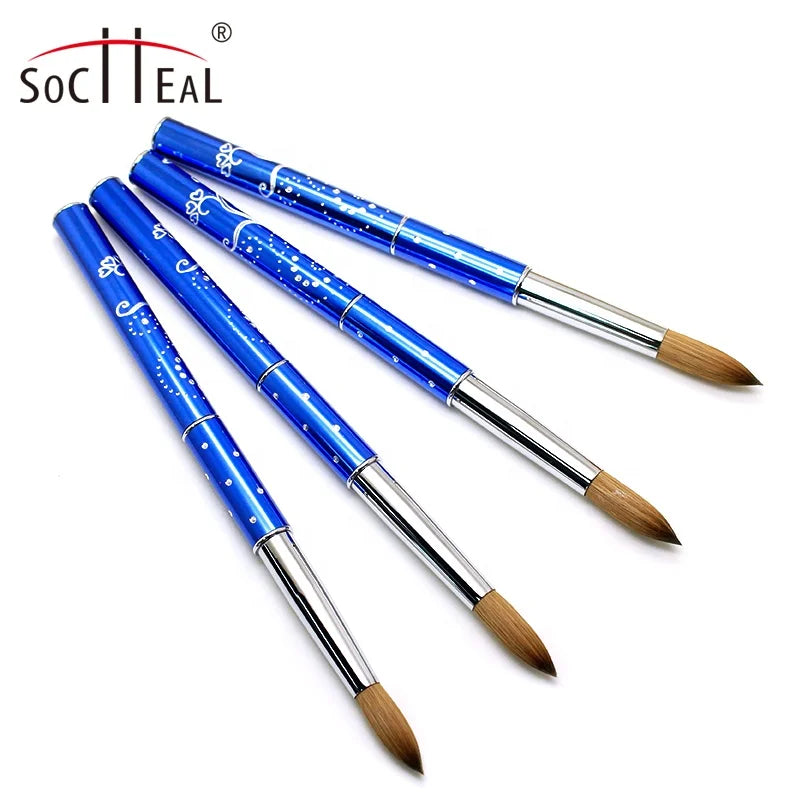 Blue Metal Handle with Custom logo Kolinsky Acrylic Nail Brush for Acrylic Application