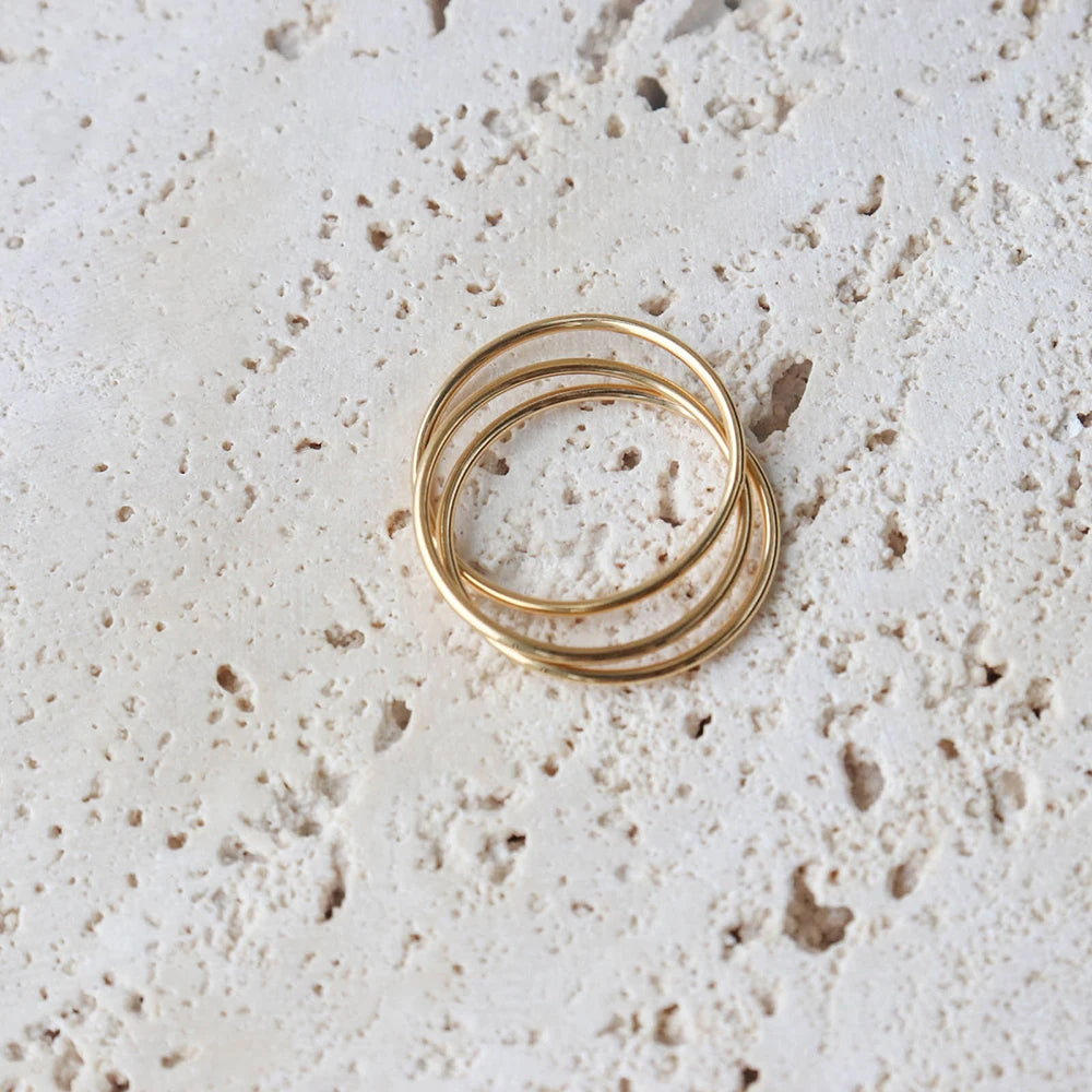 Chris April in Stock Fashion Jewelry PVD Gold Plated 316L Stainless Steel Minimalist Triplet Finger Ring for Women