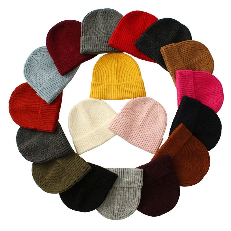 New Style Knitted Hat Men Autumn Winter Solid Color Pullover Hat Warm Knitted Beanie Hat