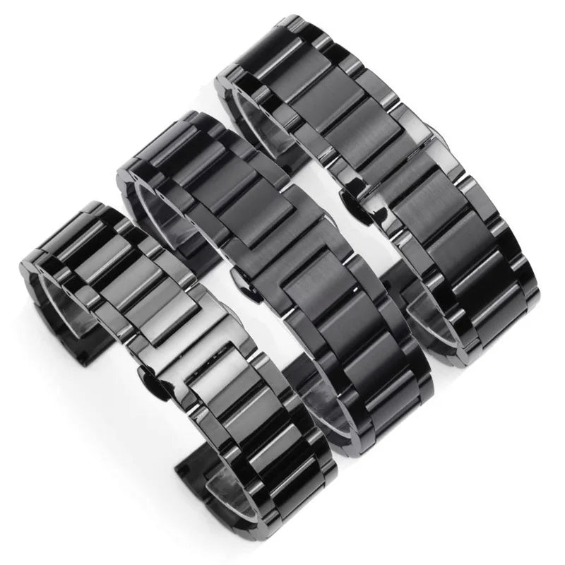 Yunse Luxury Solid 316L Stainless Steel Watch Chain PVD Watch Strap Bands with Butterfly Clasp Quick Release Metal Bracelets