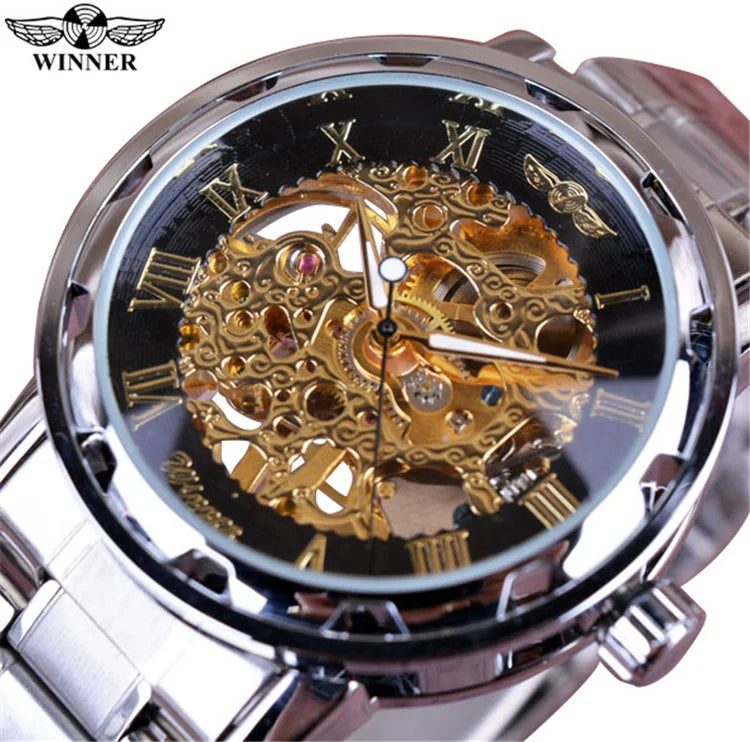 Winner 8008 Men Skeleton Mechanical Watch Man Watches Top Brand Luxury Leather WINNER Design Hand Winder Wrist Watches for Men