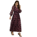 European and American Autumn V-Neck Women's Fashion Casual Long Sleeved High Waisted Floral Floral Lace Dress