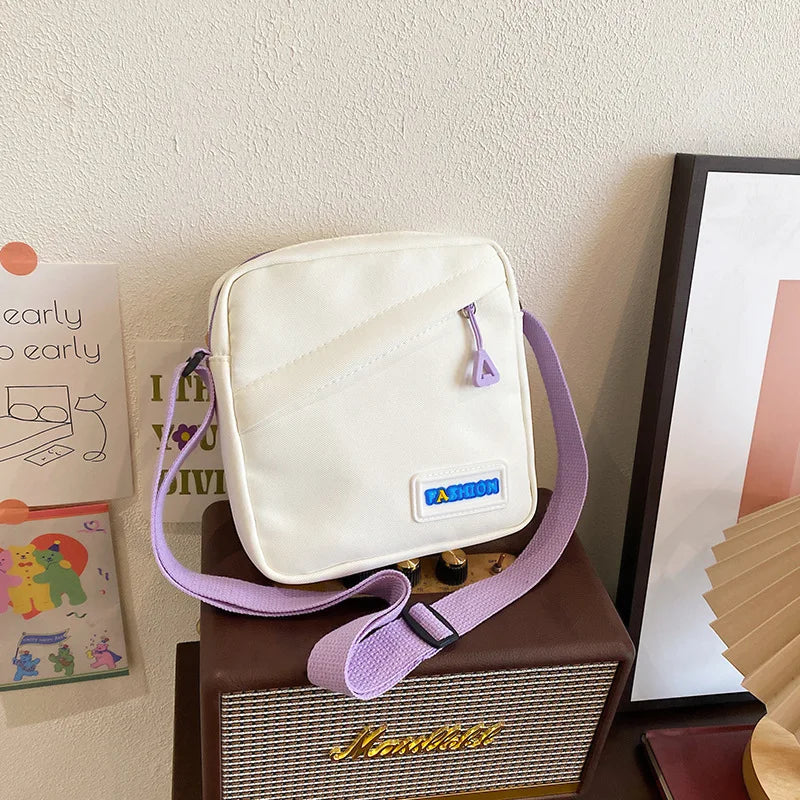 Niche Cute Women's Canvas Shoulder Bags Versatile Mobile Phone Ladies Messenger Bag Trendy Casual Female Small Handbag