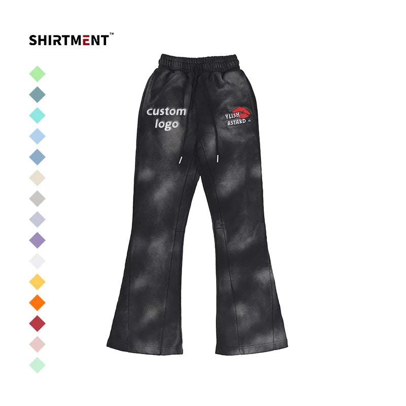OEM Custom Wholesale Men's Casual Plus Size 6XL Sweatpants Blank Polyester Flared Acid Wash Designs Relaxed 6XL Trouser