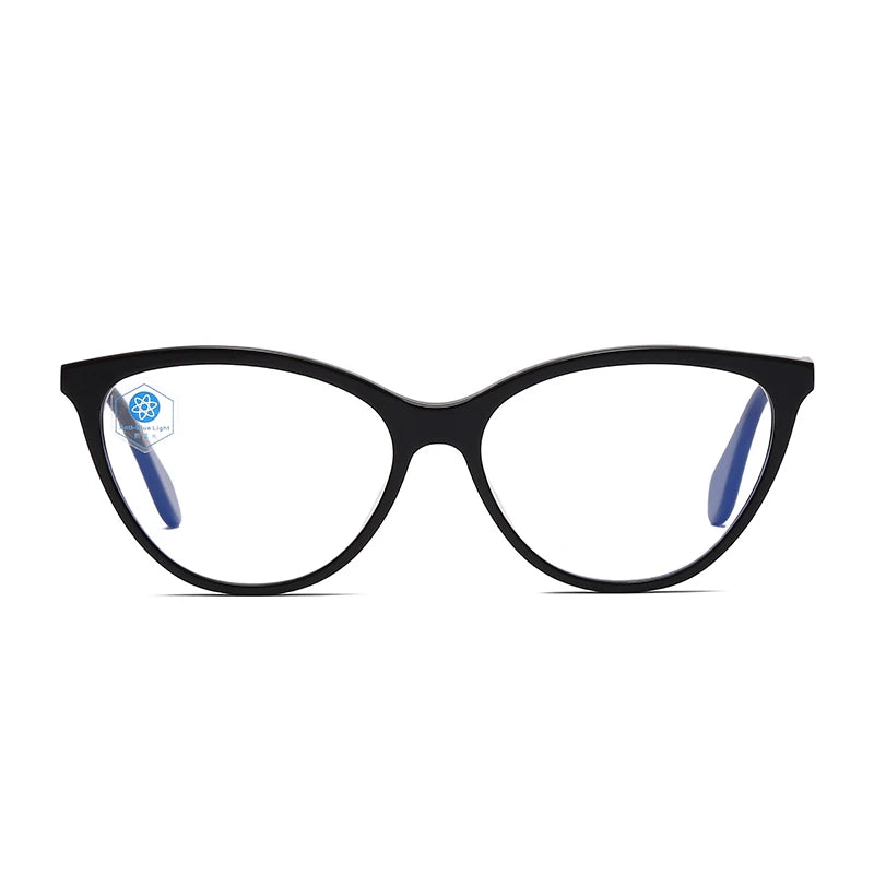 Fashionable Luxury Women's Cat Eye Floral Print Diamond Face Shape Full Rim Acetate Eyeglass Frames for Reading and Computer Use