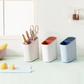 HelloWorld Multifunctional Cutlery Block Storage Holder Draining Rack Knife Rest Stand Kitchen Accessories