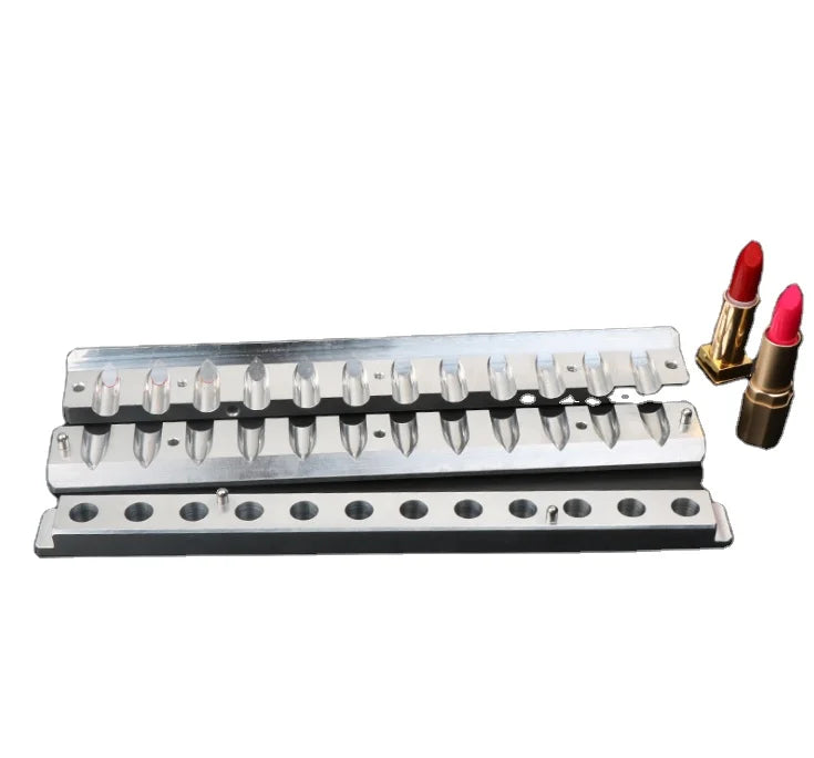 12.1mm Silver Gold 12 Cavities Aluminium Lip Balm Lipstick Filling Mold CNC Silicone Demoulder Metal Ring Mold