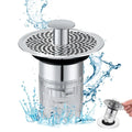 Anti-Clogging Sieve Rebound Core Push Type Drain Strainer Double Filtration Separable Bathroom Sink Stopper Drain Plug