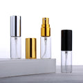 Portable Mini 5ml Refillable Spray Sample Vial Tester Atomizer Clear Glass Perfume Bottle With Gold Silver Black Sprayer Pump MegaBDM