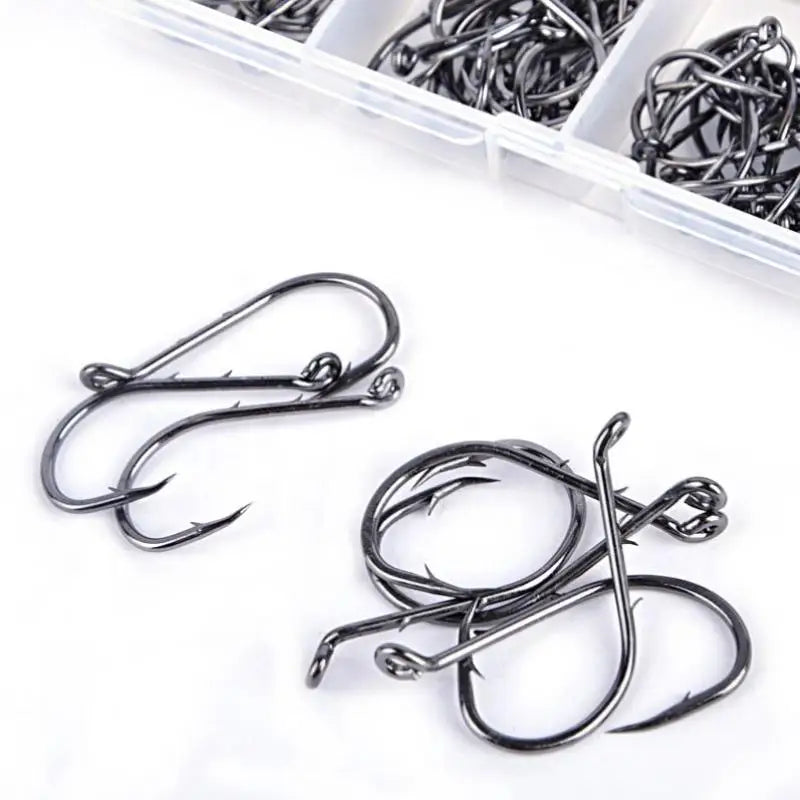 Boxed 140 Pcs Barbed High Carbon Steel Fish Hook with Ring High Carbon Steel Material