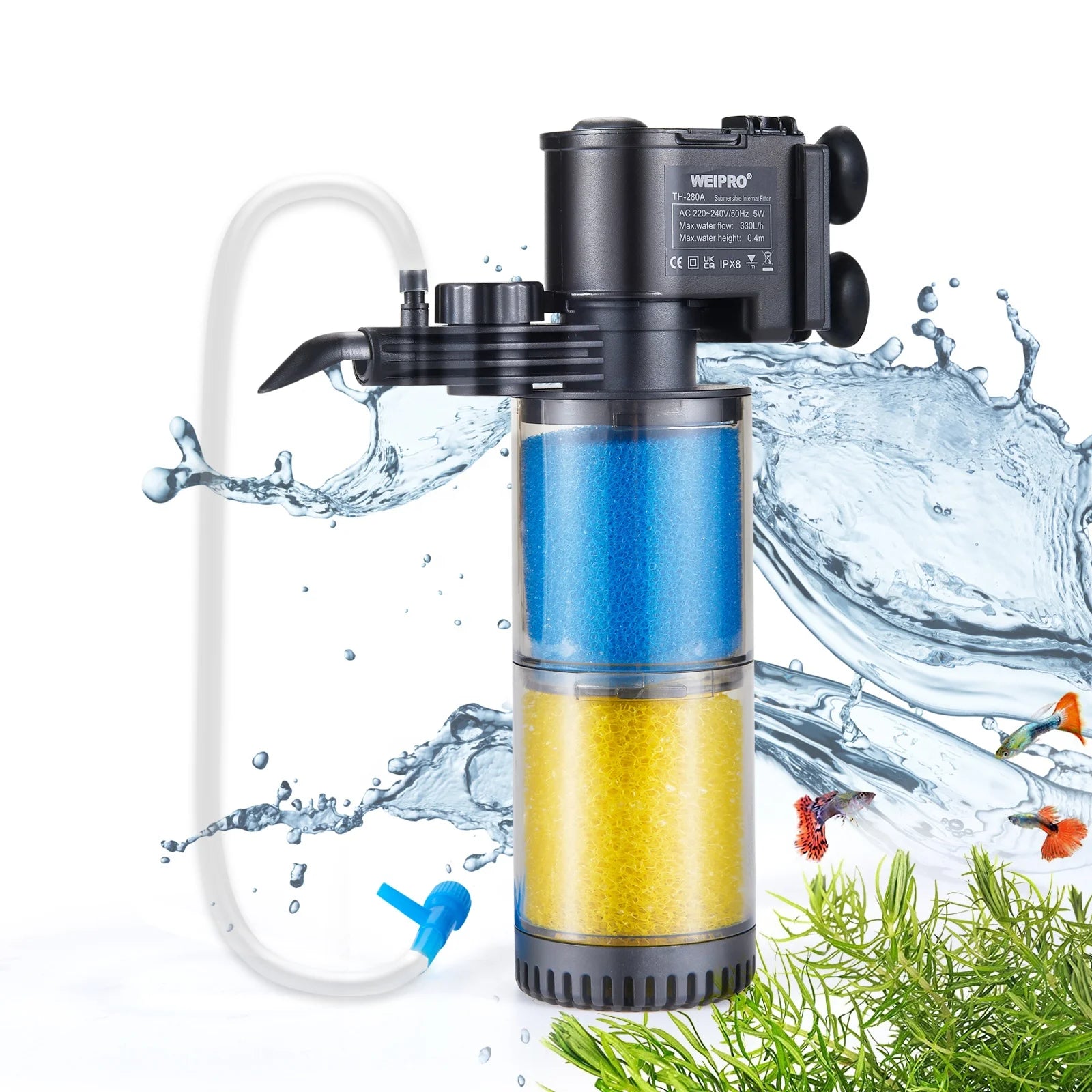 WEIPRO Adjustable Plastic Bio Sponge Filter Multi-Layer Filtration Aquarium Filter for Fish Tank Pump Water Accessories