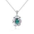 CZCITY Oval Cut Gemstone Pendant Necklace 925 Sterling Silver Chain Necklace for Women Prom Party Flower Cubic Zircon Jewelry