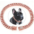Luxury Bling Artificial Diamond Metal Chain Heavy Pitbull Bulldog Cuban Chain Collar Dog Collars Dog Cuban Link
