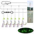 WEIHE 8-19# Sabiki Fishing Rigs Bait Lures Freshwater Saltwater Sea Feather Hooks 6 Pcs Green Sabiki Rigs