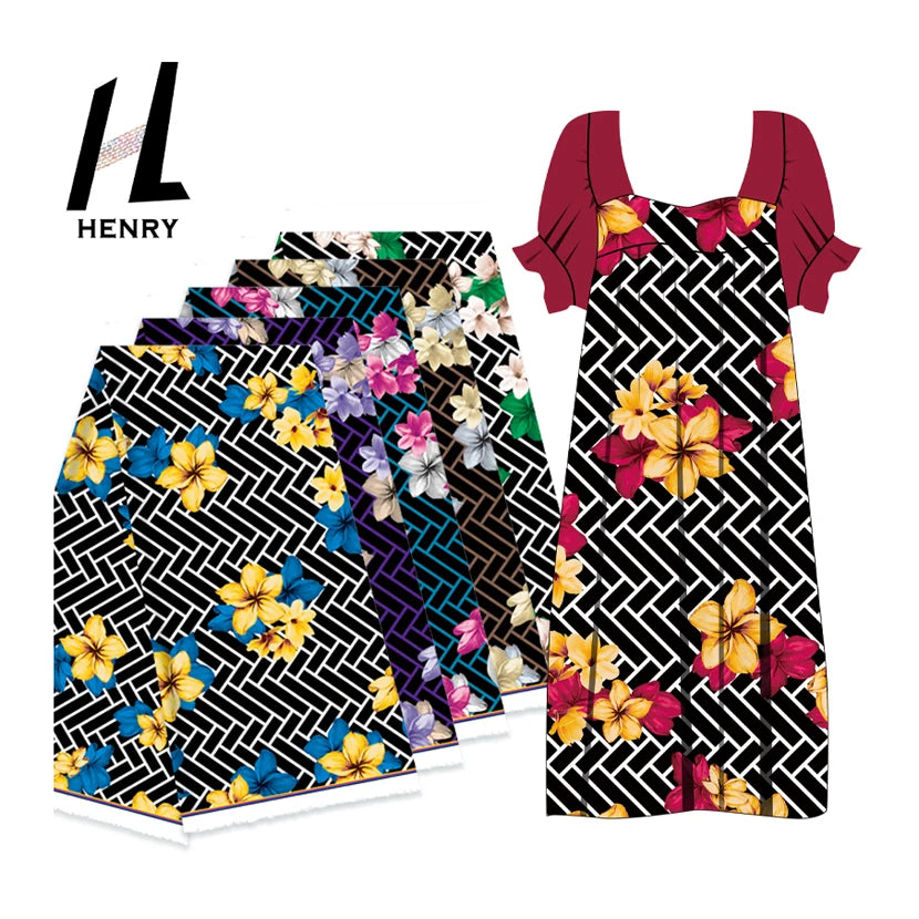 Stock Textile Wholesale Polynesian Style Print Polyester Comfort Woman Clothing Fabric by the Yard