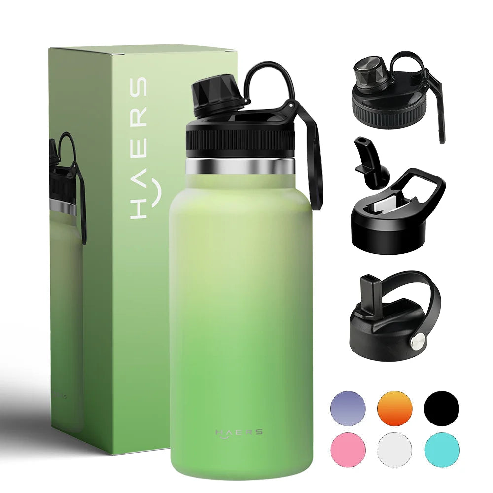 Customized Double Wall Stainless Steel Vacuum Insulated Flask Sports Water Bottle With Handle Lid