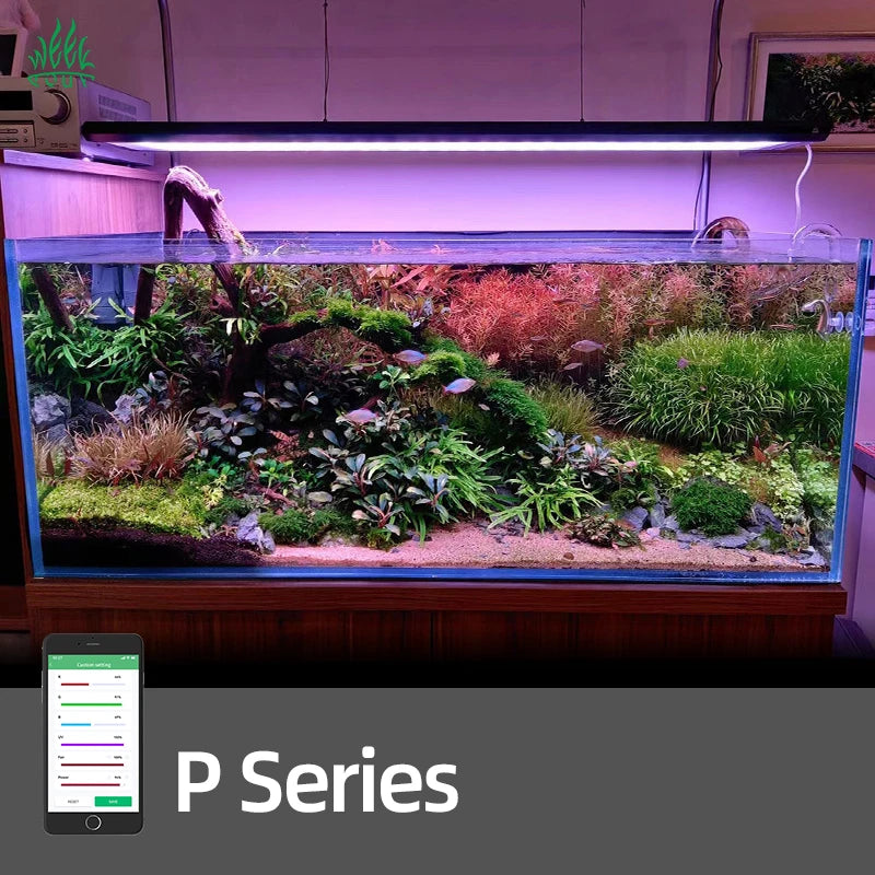 Hot Sale WEEK AQUA P Series 600 900 1200mm Black Aluminum RGB UV Full Spectrum Aquarium Light Aqua Week pandora Led
