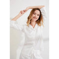 Fung 6002 Wholesale Blank White Women'S 2 Piece Shorts and Long Sleeve Shirt Pajamas Pj Sets Satin Silk Woman Pyjamas Sleepwear
