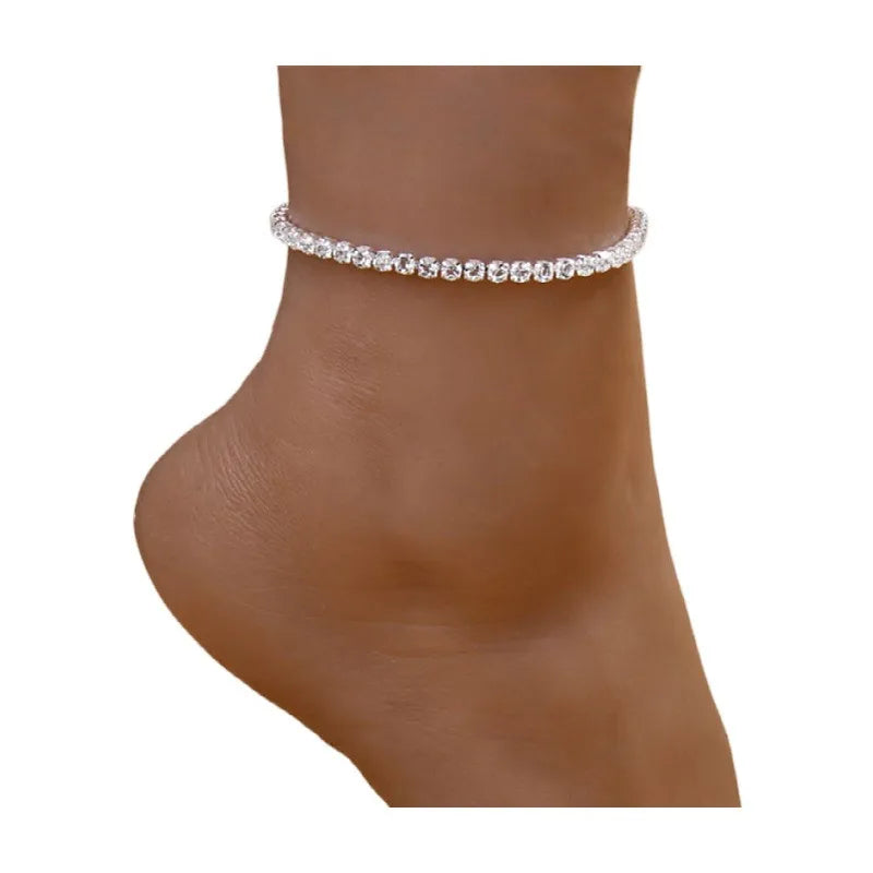 Gold Plated Charm Link Flat Gold Anklets for Women Diamond Anklets for Woman
