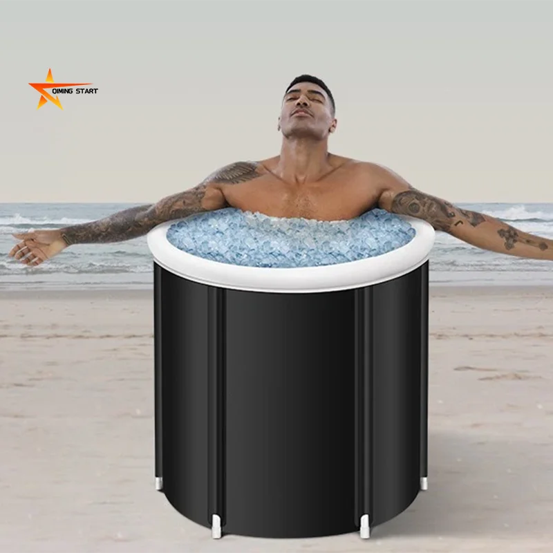 Hi-q 88 Gallon Cold Pod Ice Bathtub Inflatable Portable Pvc Keeps Water Cold Round Cold Plunge Barrel Tub for Adults
