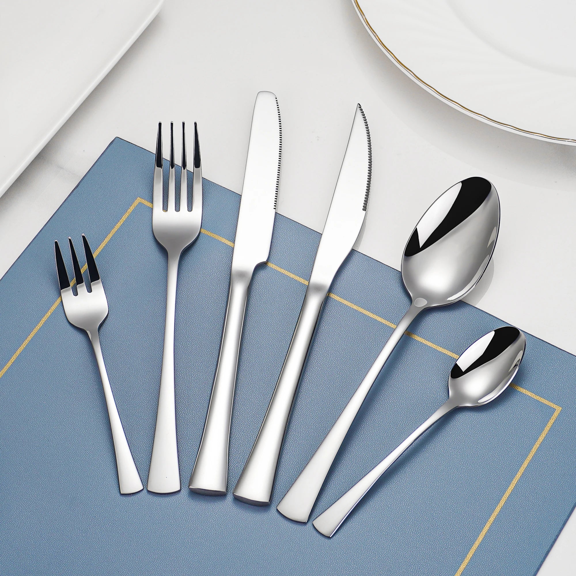 2024 Best Seller Stainless Steel Flatware Home Silverware With Steak Knife Fork Spoon Besteck Royal Cutlery Set