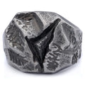Retro Distressed Simple Stainless Steel Natural Cut Stone Shape Ring